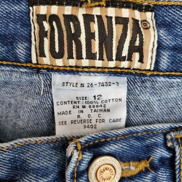 VTG Forenza Womens Jeans Size 12 High-Waisted Mom Jeans Classic Blue Denim Pleat - Picture 8 of 9